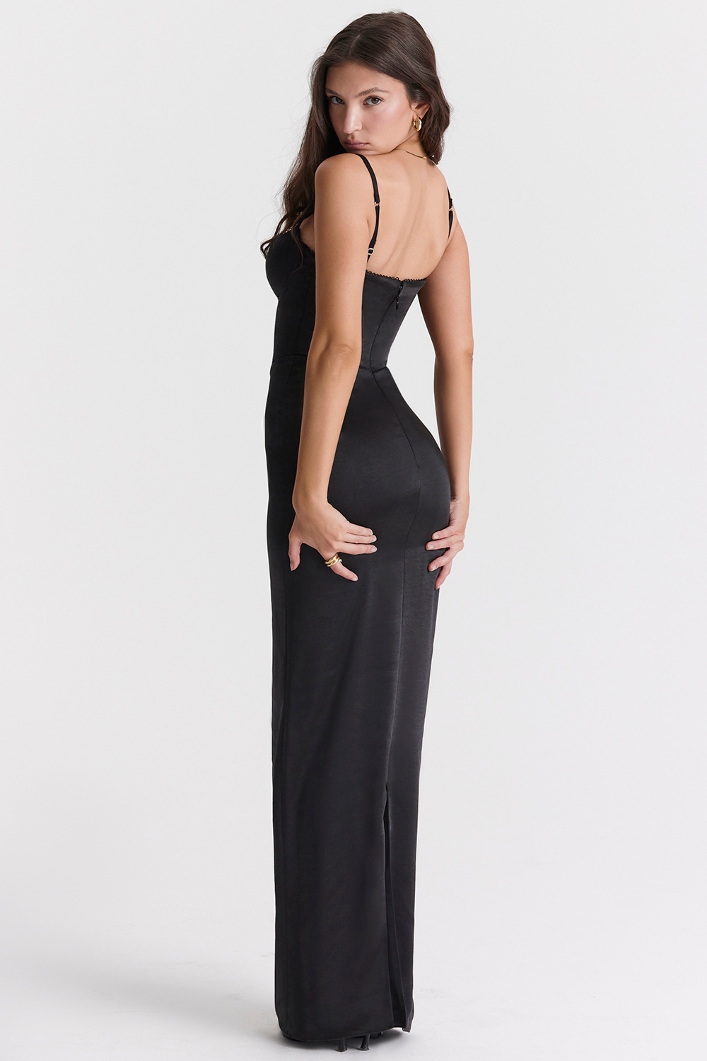 Stefania-Black Corset Maxi Dress