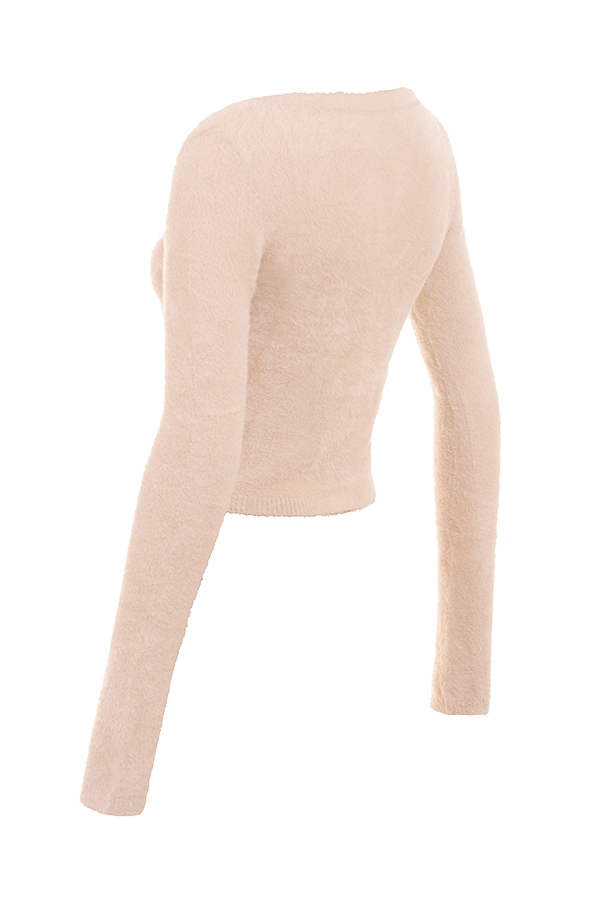 Gene-Beige Soft Fluffy Knit Cardigan - SALE
