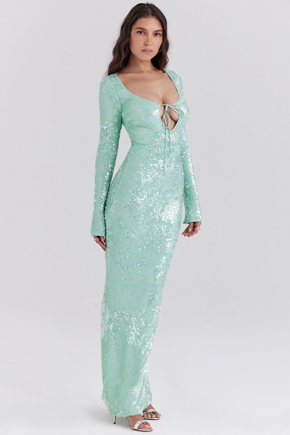 Titania-Seafoam Sequin Maxi Gown