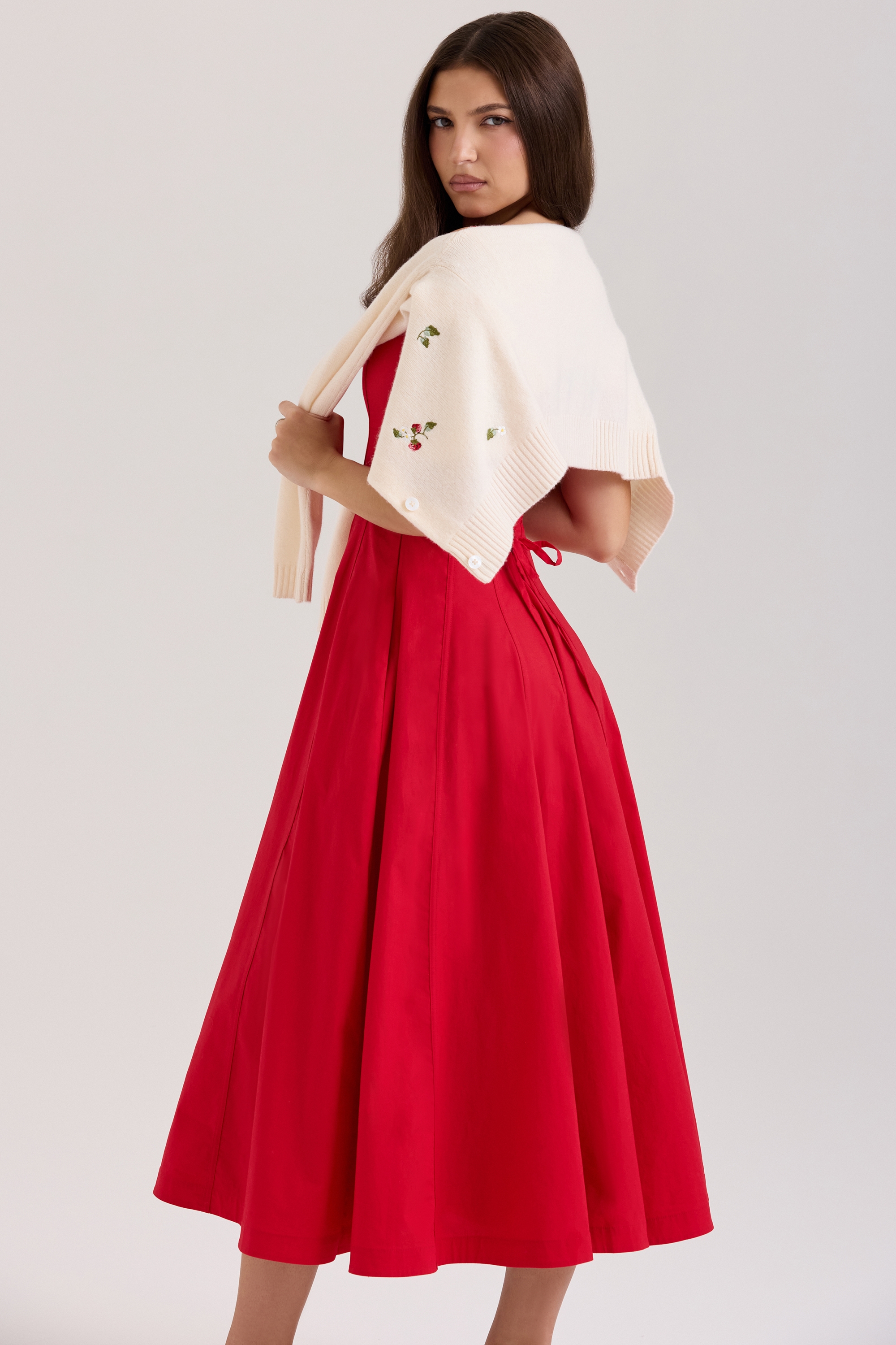 Evelina-Cream Wool Embroidered Cardigan