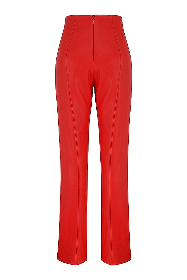 Elenaora-Scarlet Vegan Leather Trousers