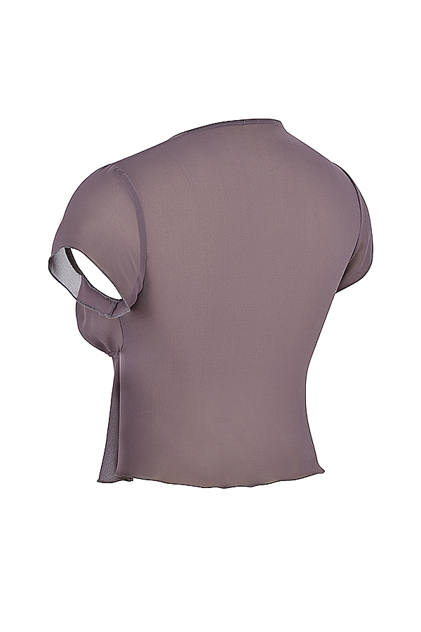 Maia-Dark Mauve Tie Front Top