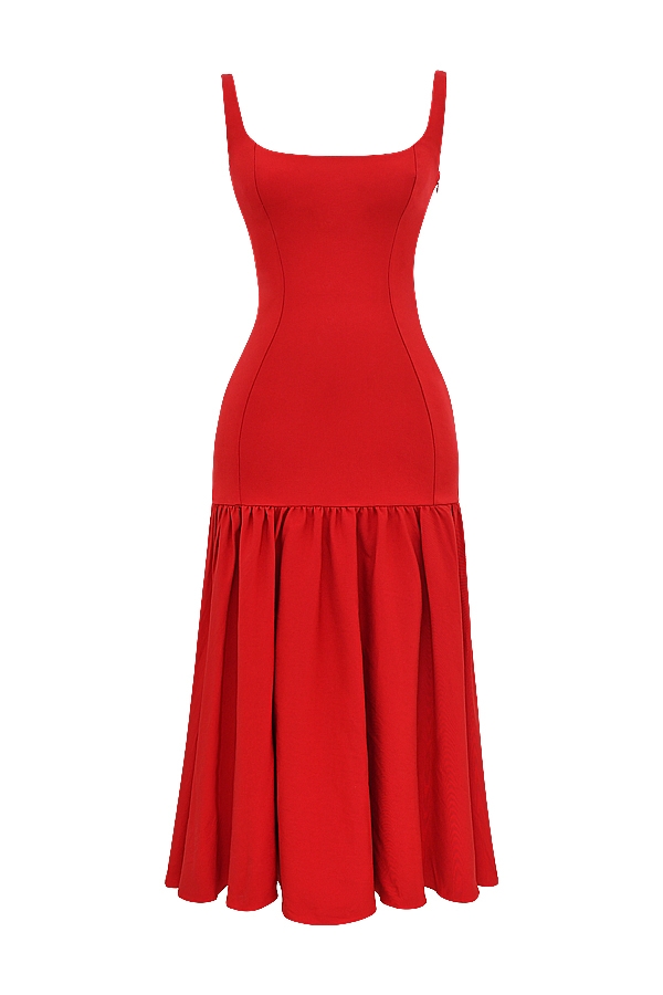 Amore-Scarlet Dropped Waist Midi Dress