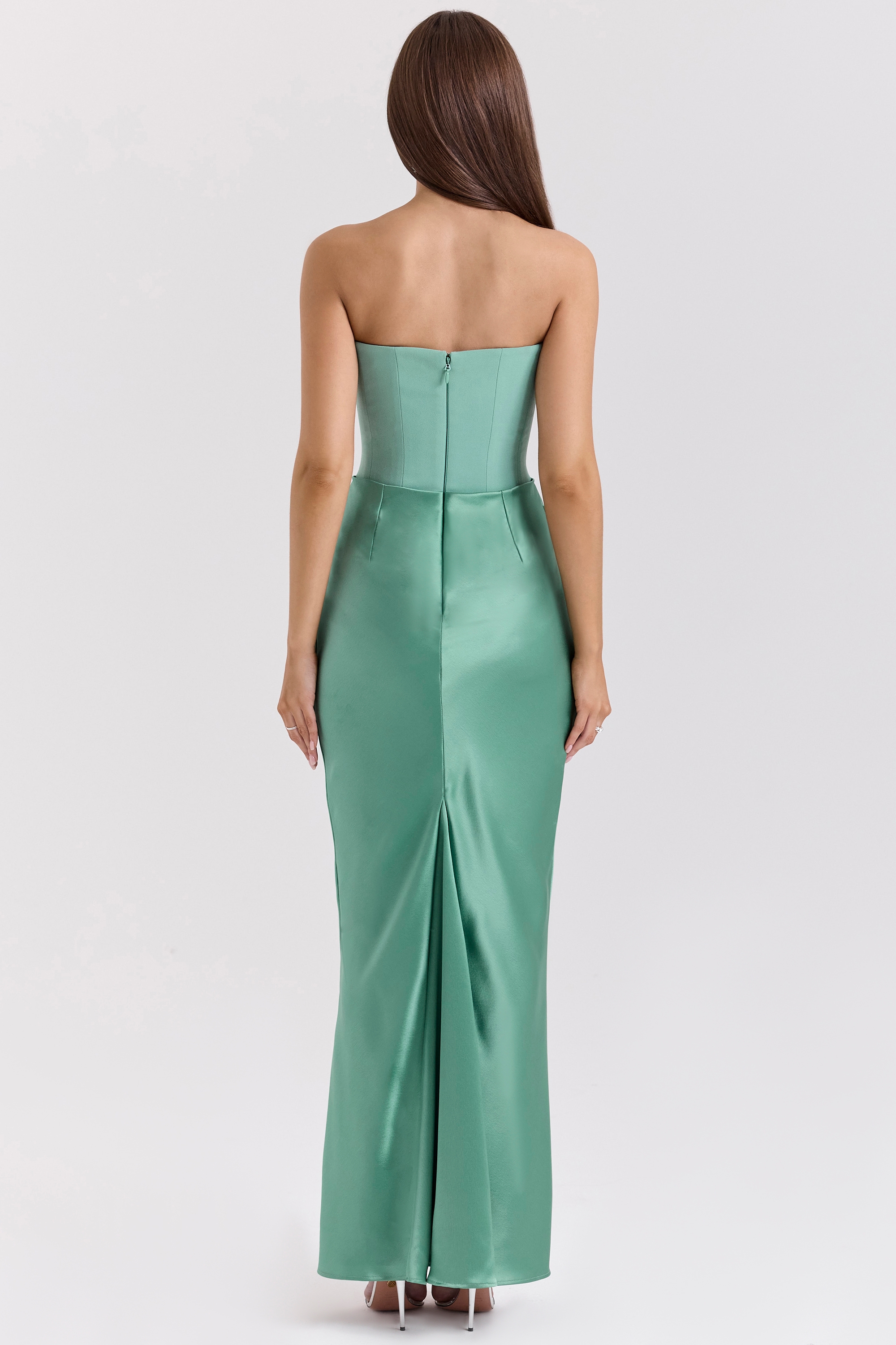 Persephone-Jade Strapless Corset Maxi Dress