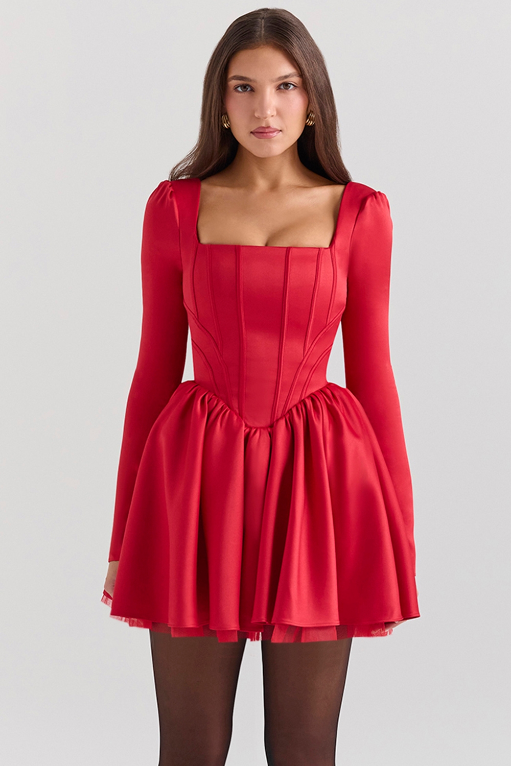 Nina-Holly Red Removable Bow Tulle Mini Dress - SALE