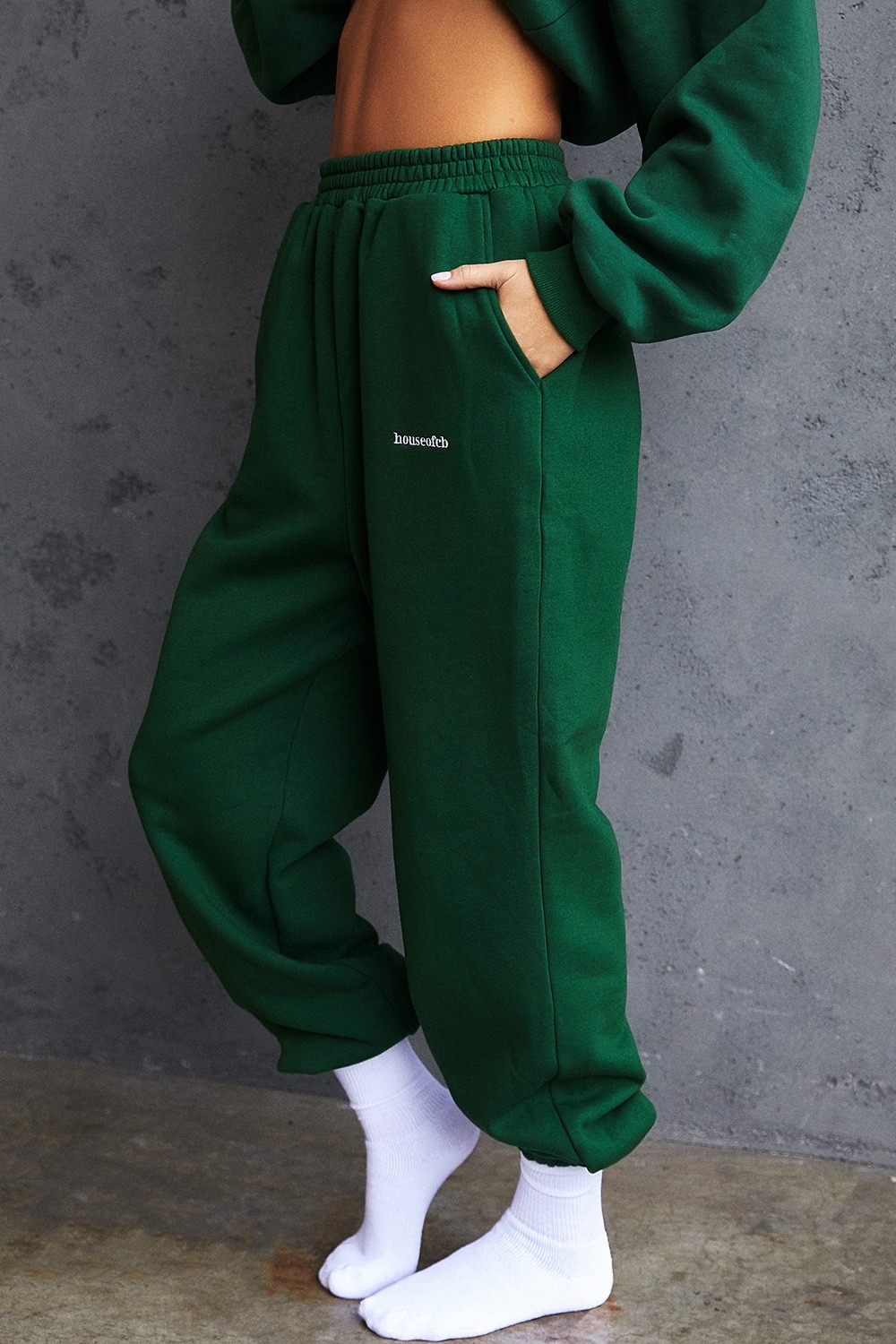 Sky-Green Fleece Back Jogging Trousers