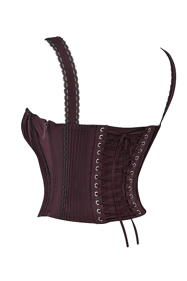 Gini-Rich Brown Lace Back Corset
