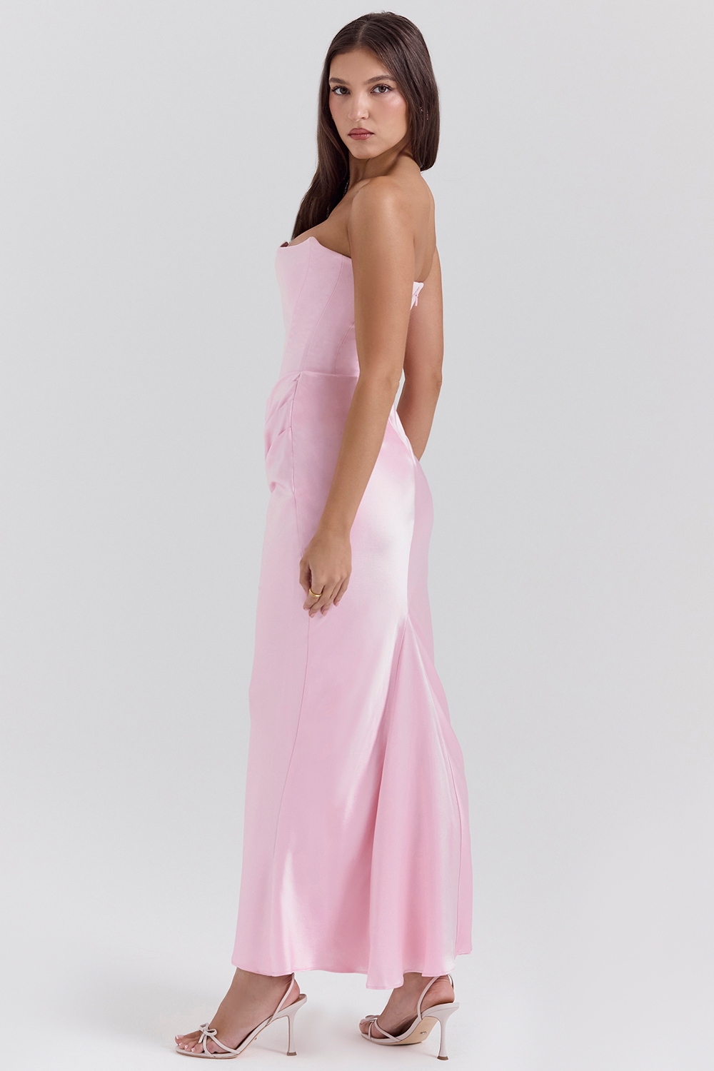 Persephone-Rose Shadow Strapless Corset Maxi Dress