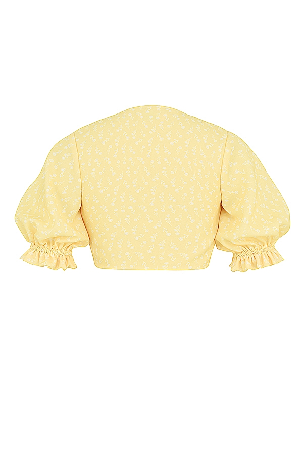 Alanya-Lemon Floral Tie Front Top