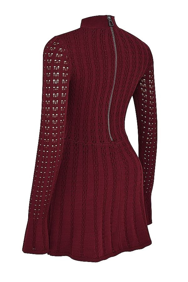 Evalina-Wine Knit Corset Dress