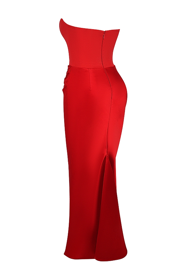 Persephone-Scarlet Strapless Corset Maxi Dress