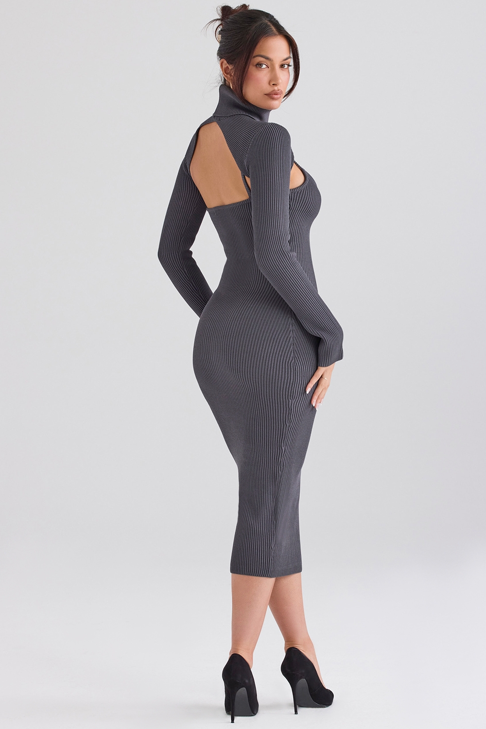 Meliora-Charcoal Knit Midi Dress - SALE