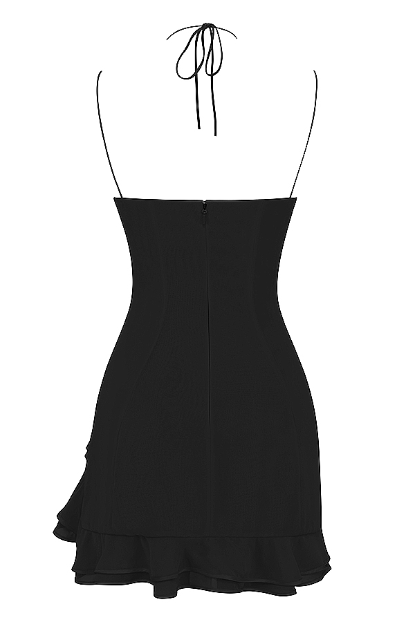 Rossella-Black Ruffle Mini Dress