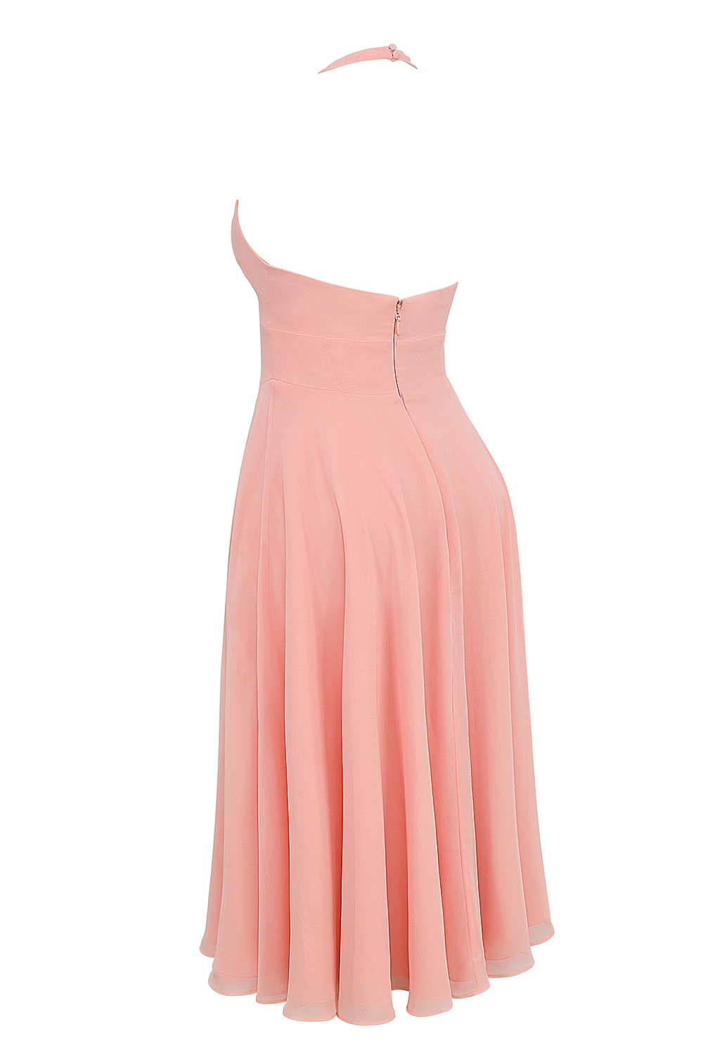 Solada-Peach Georgette Halter Sundress