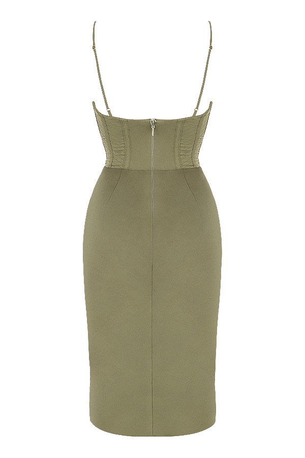 Myrna-Olive Corset Slip Dress