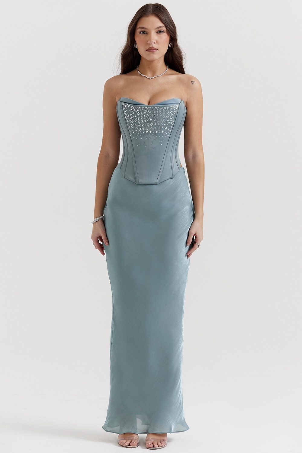 Amadi-Cool Blue Floor Length Maxi Skirt