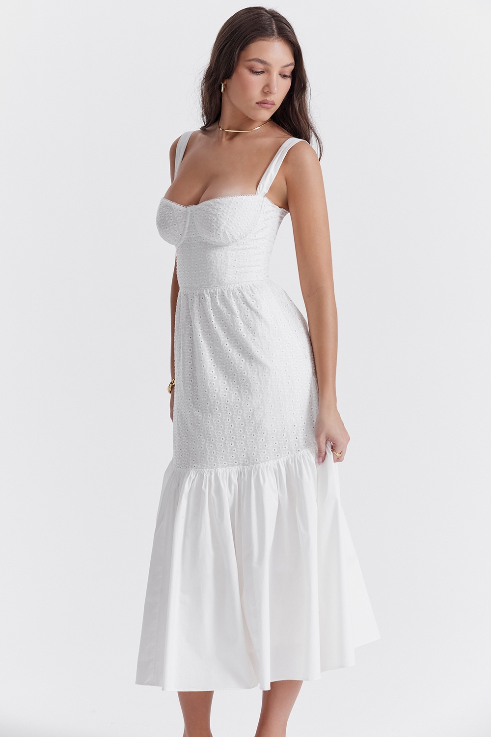 Elia-White Broderie Anglaise Midi Sundress