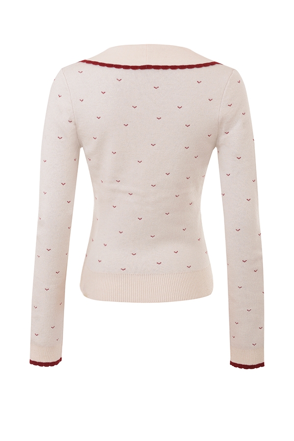 Marla-Ivory Cashmere Blend Trimmed Cardigan