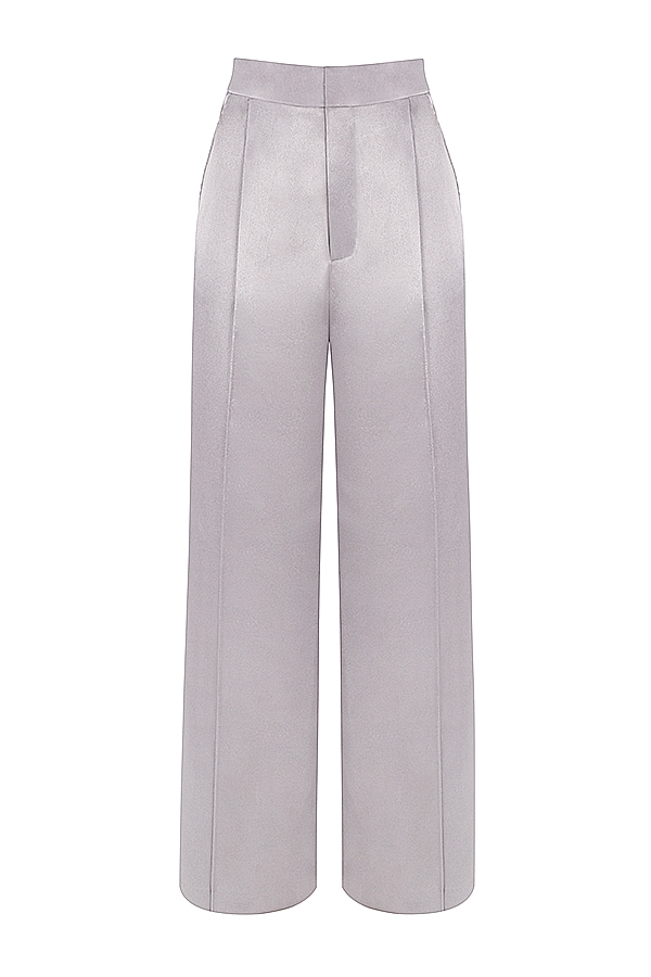 Alivia-Grey Satin Trousers