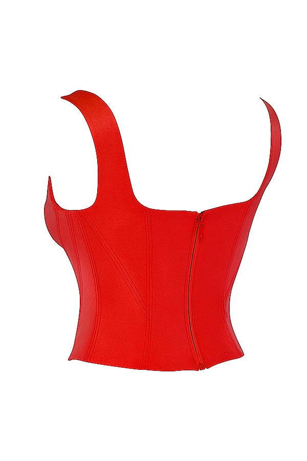 Rafa-Scarlet Satin Longline Corset