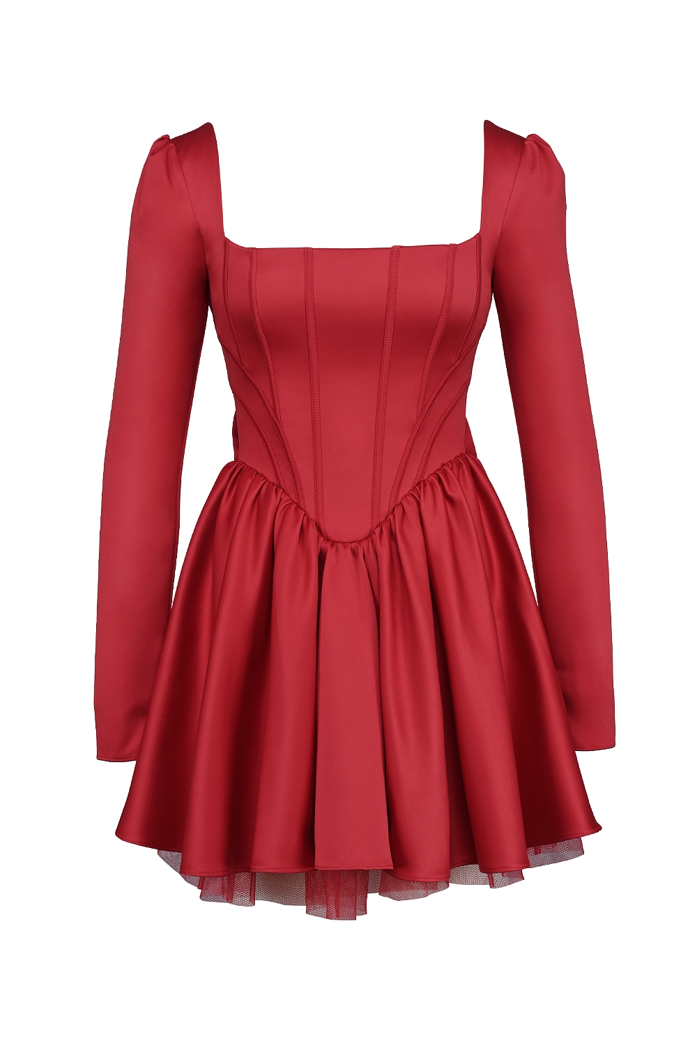 Nina-Holly Red Removable Bow Tulle Mini Dress - SALE