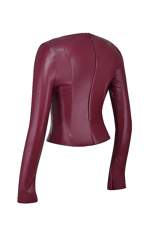 Mylah-Wine Vegan Leather Top