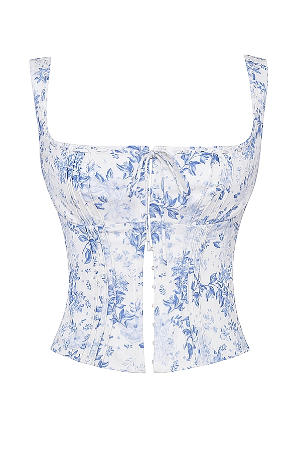 Chicca-Blue Floral Print Top