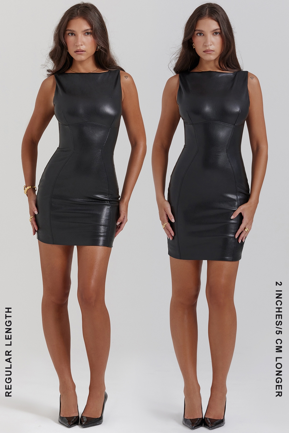 Leola-Black Vegan Leather Mini Dress