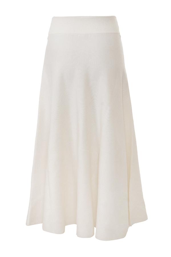 Solara-Ivory Wool Mix Flared Midi Skirt
