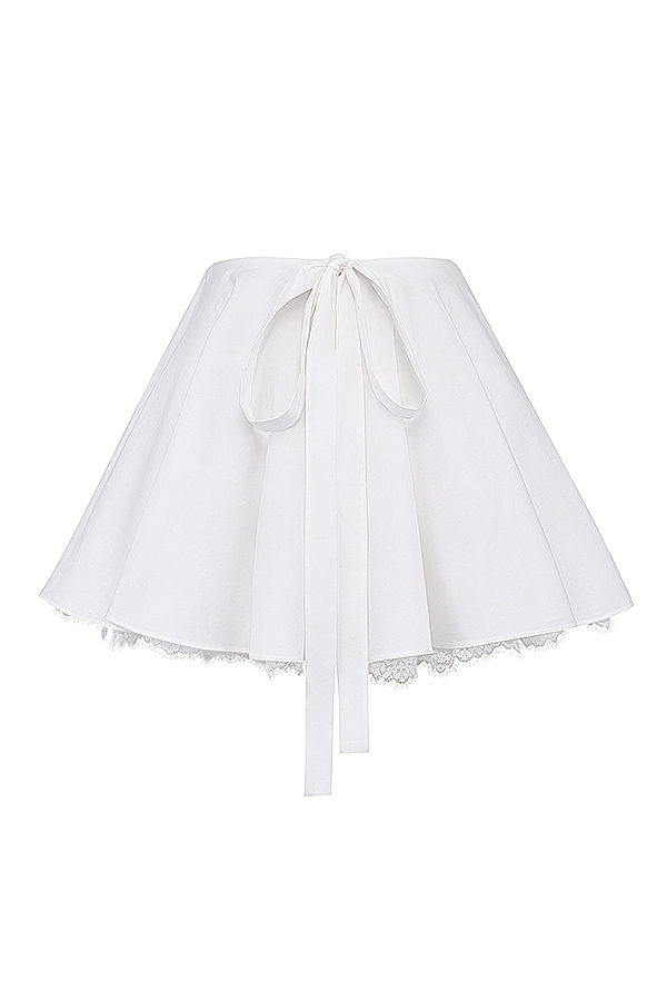 Nahla-White Bow Mini Skirt