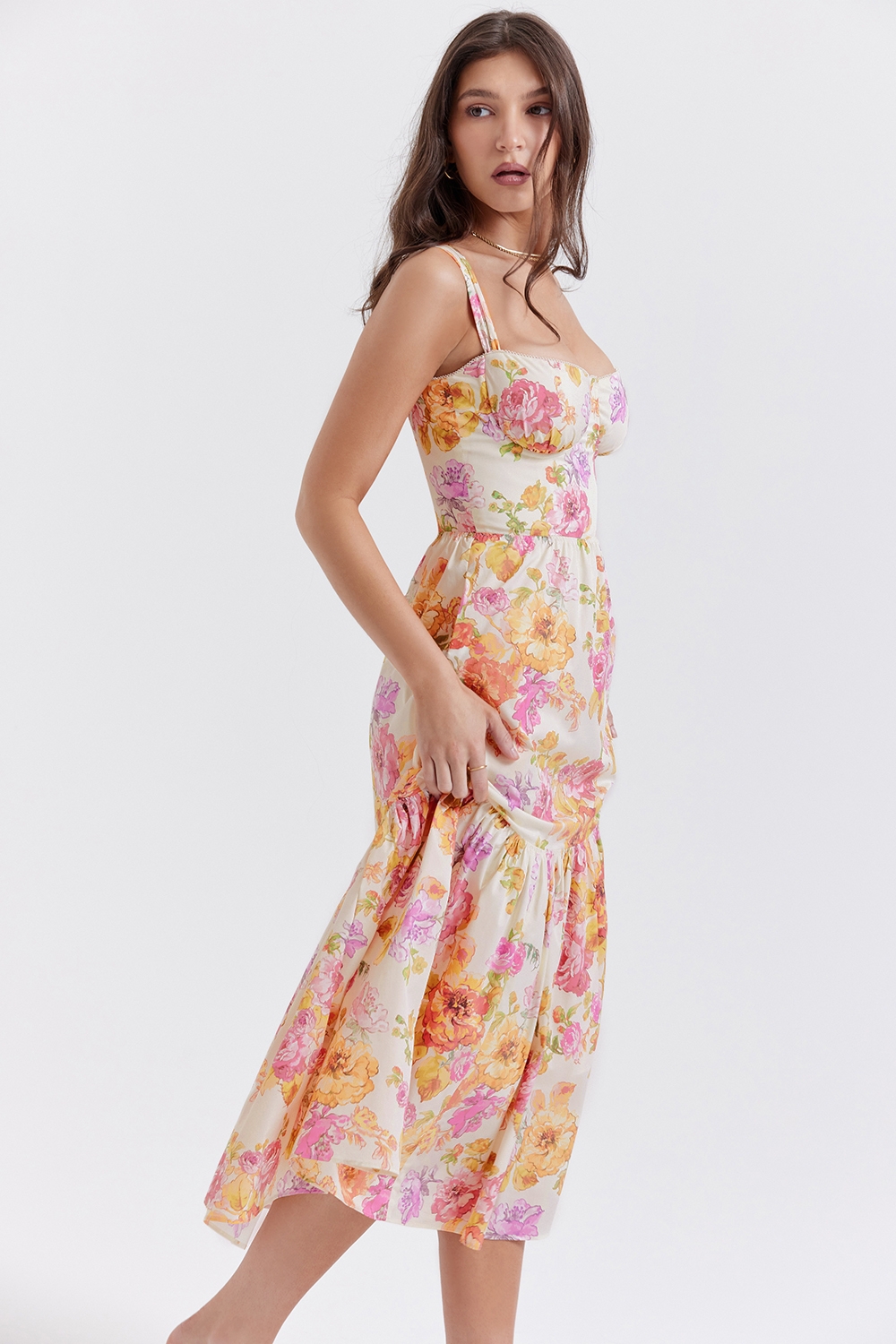 Elia-Ivory Floral Midi Sundress