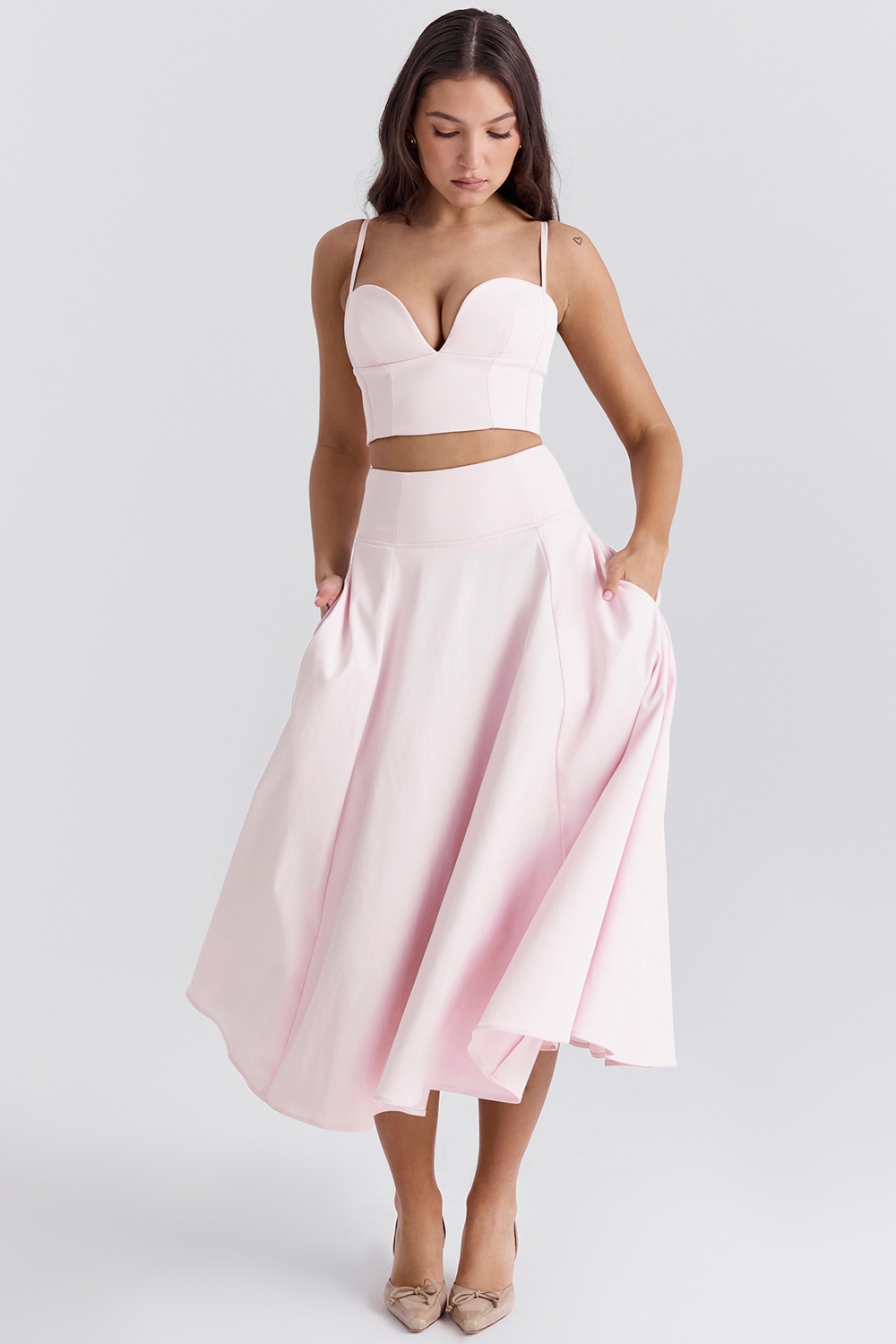 Rita-Ballerina Pink A-Line Midi Skirt