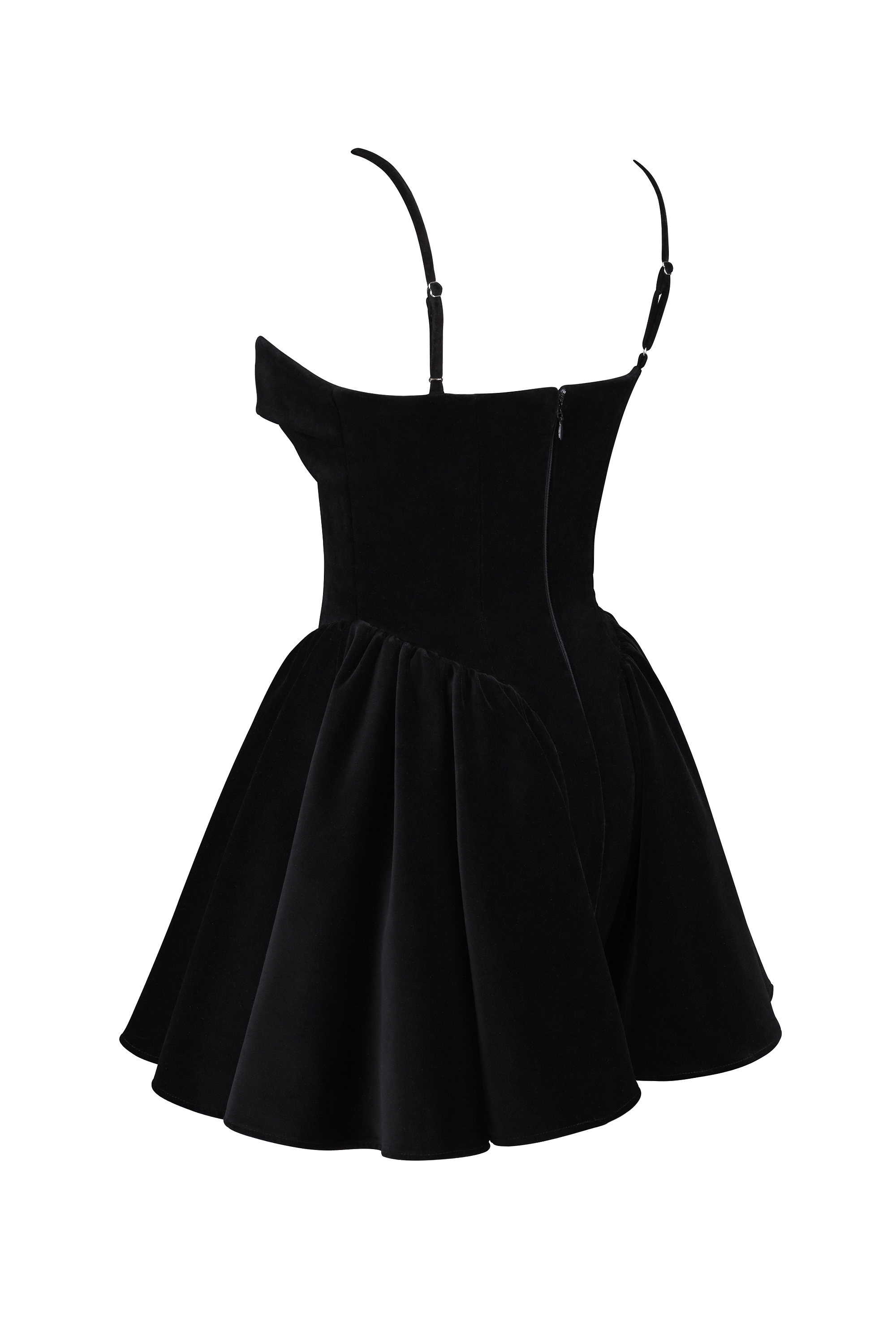 Selina-Black Velvet Tulle Mini Dress