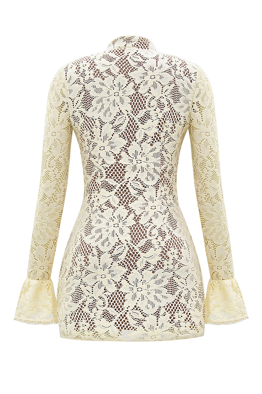 Brianna-Buttermilk Keyhole Lace Mini Dress