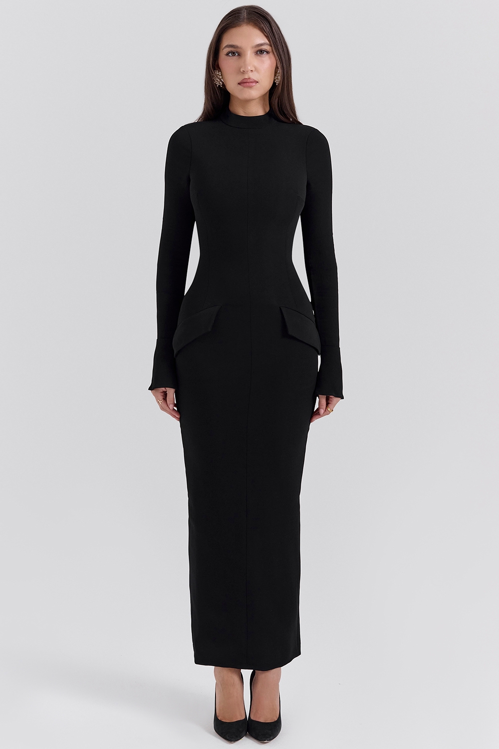 Marie-Louise-Black Turtleneck Maxi Dress