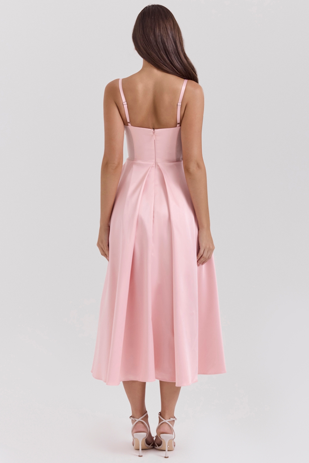 Tiffany-Parisian Pink Satin A-Line Midi Dress