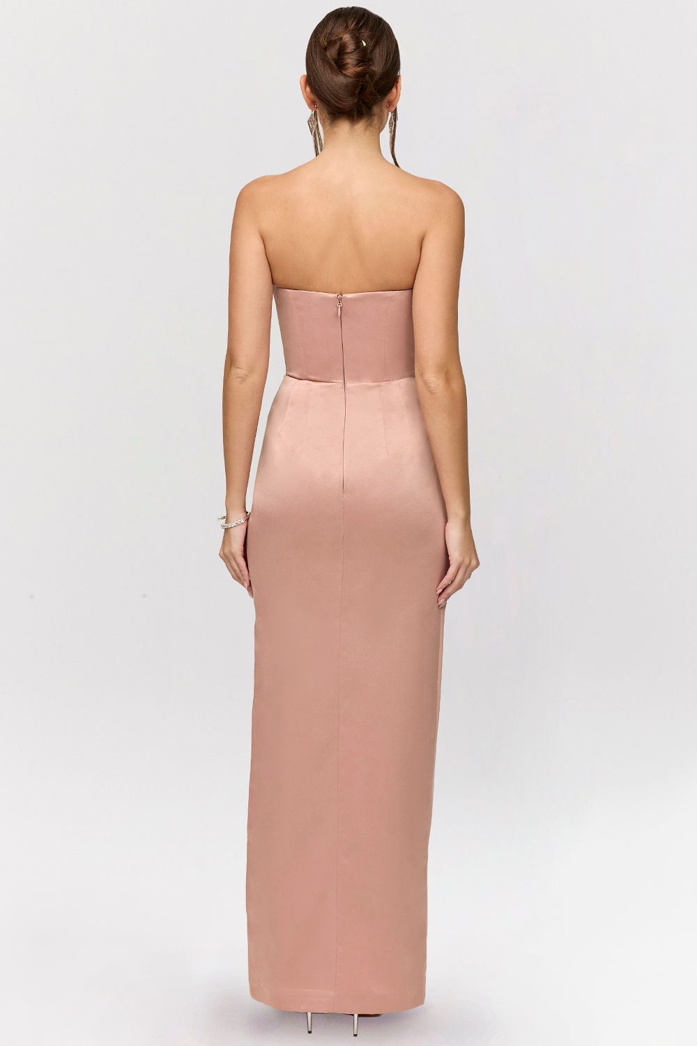 Adrienne-Blush Satin Strapless Gown