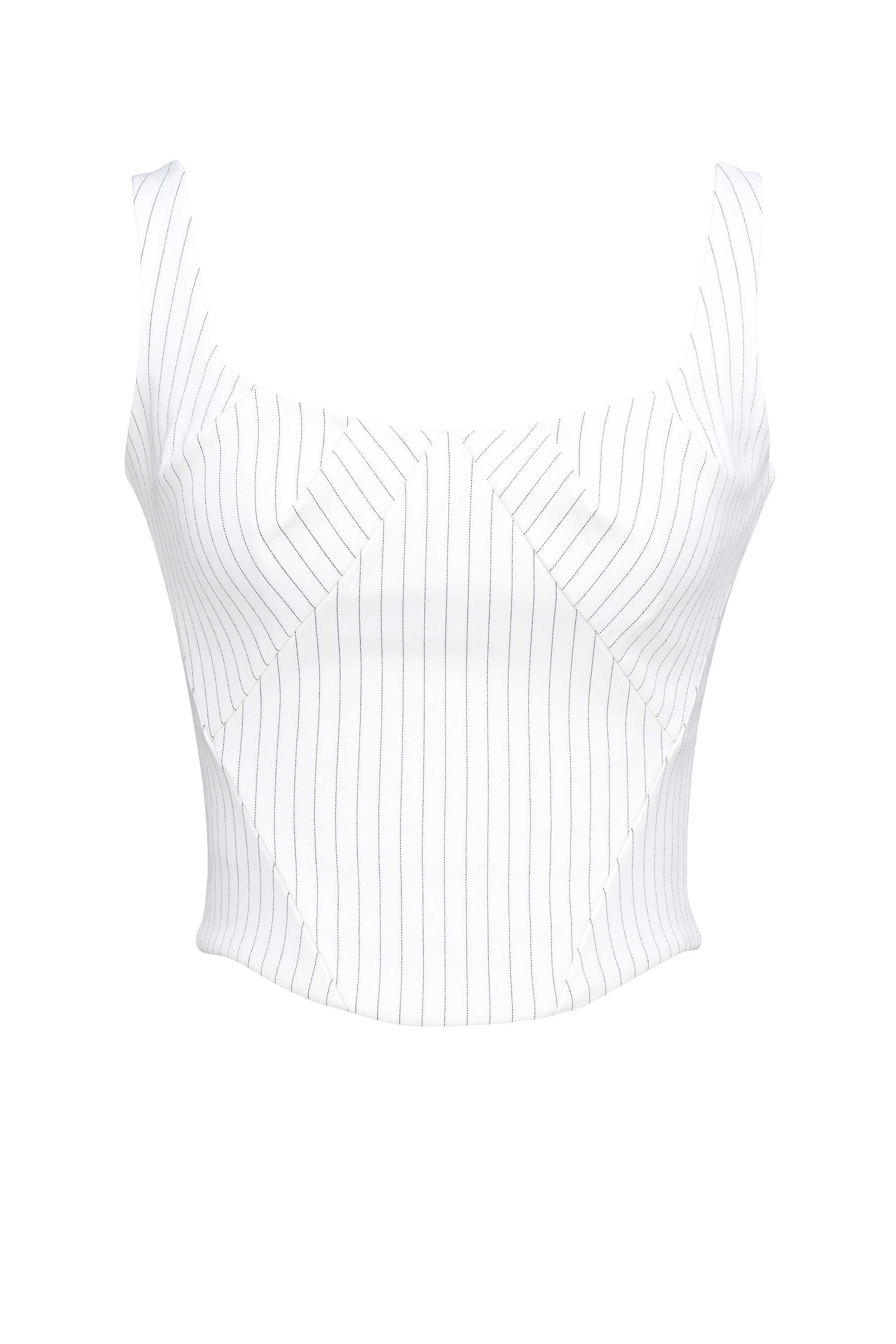 Selma-White Pinstripe Boned Corset Top