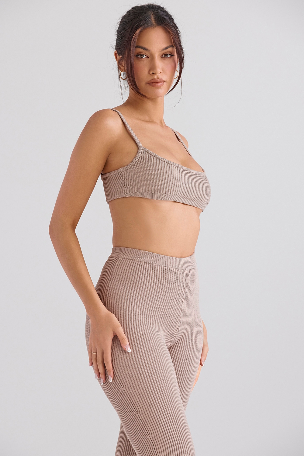 Mischa-Taupe Ribbed Knit Bralette - SALE