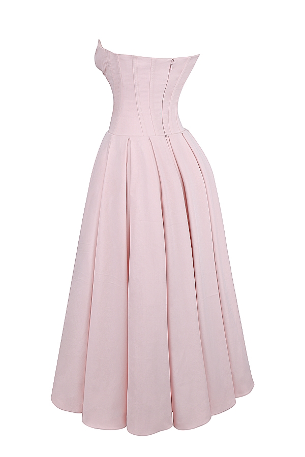 Lady-Ballerina Pink Strapless Midi Dress