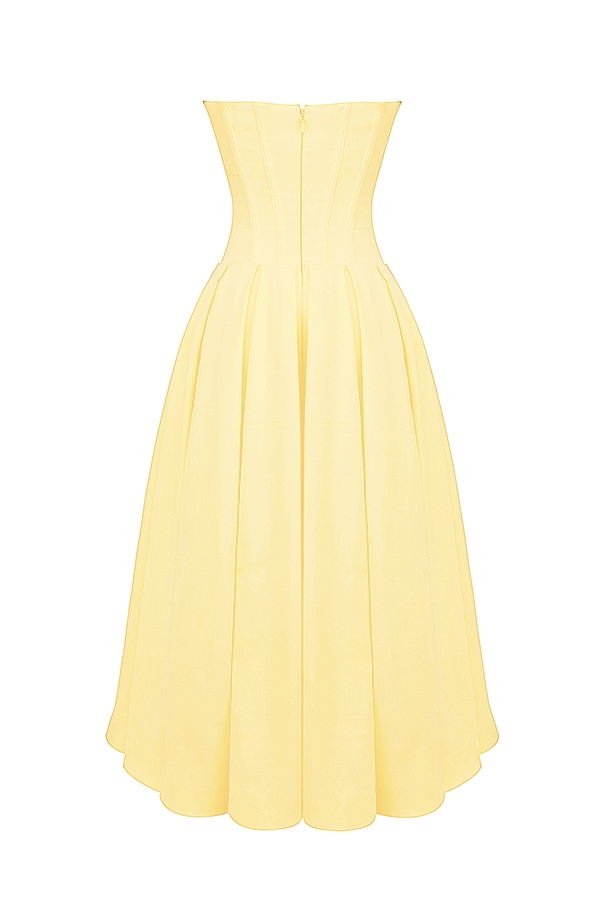 Lady-Sunshine Strapless Tulle Midi Dress