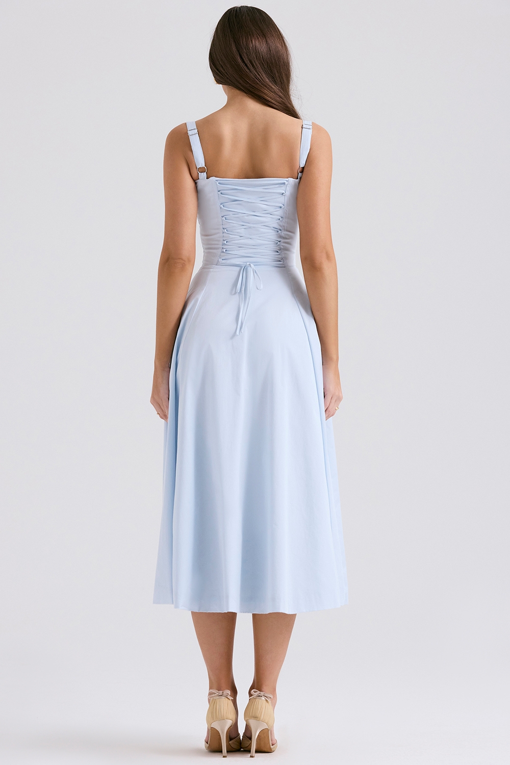 Carmen-Soft Blue Cotton Bustier Sundress