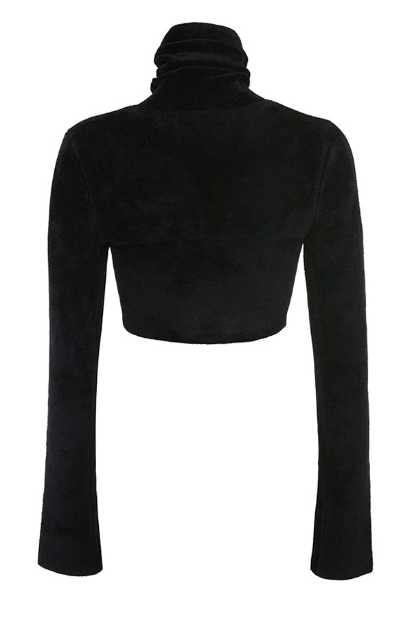 Suri-Black Chenille Cropped Top - SALE