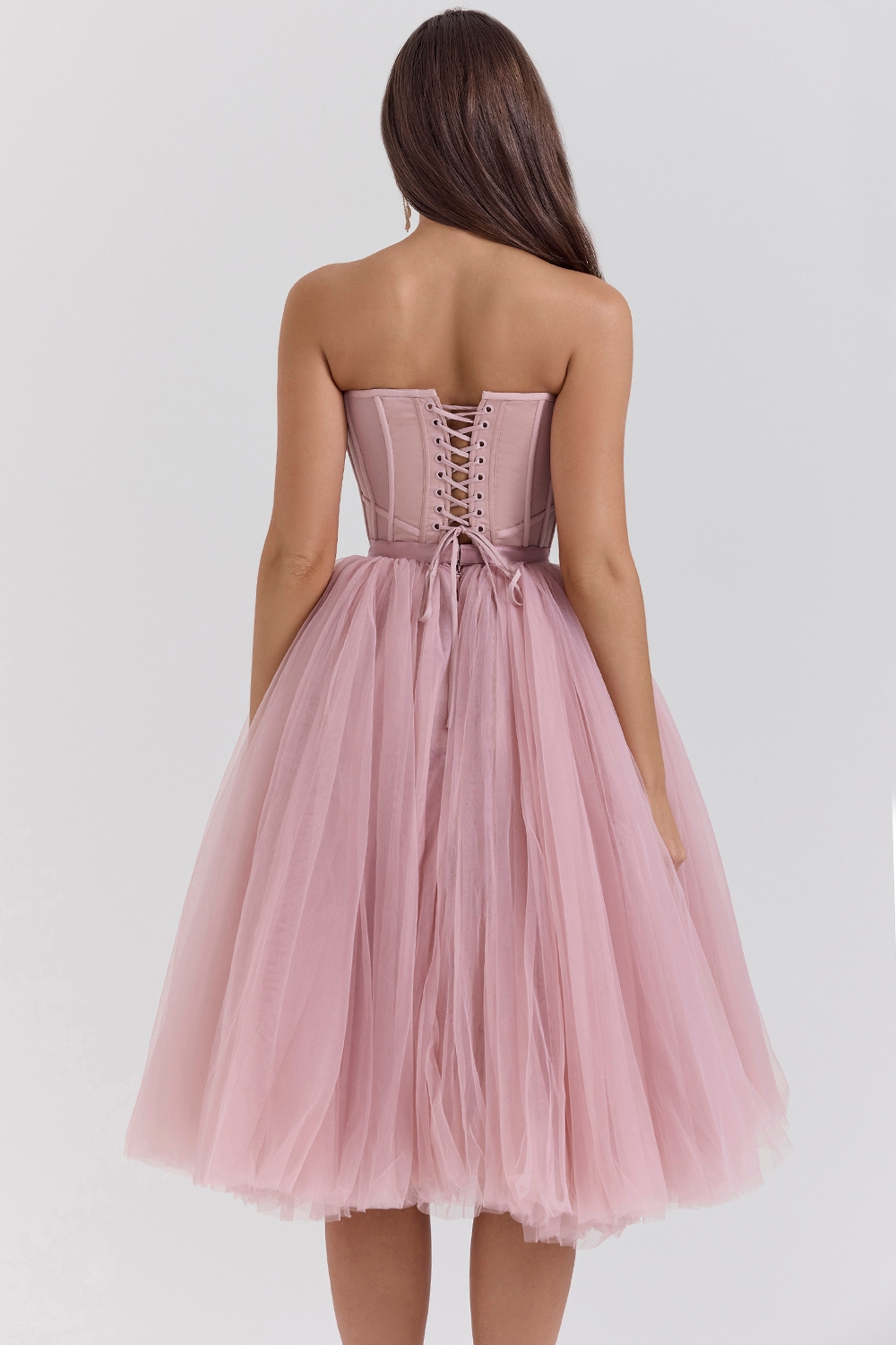 Darling-French Rose Tulle Midi Dress - SALE