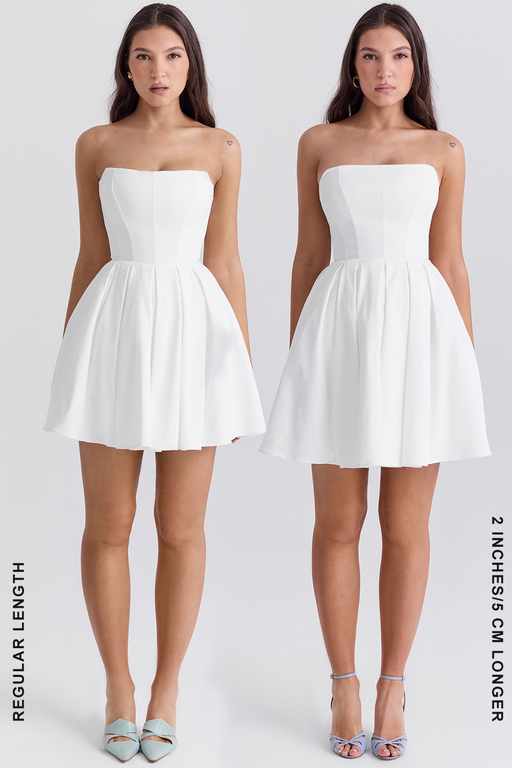 Emmanuela-White Strapless Pleated Mini Dress