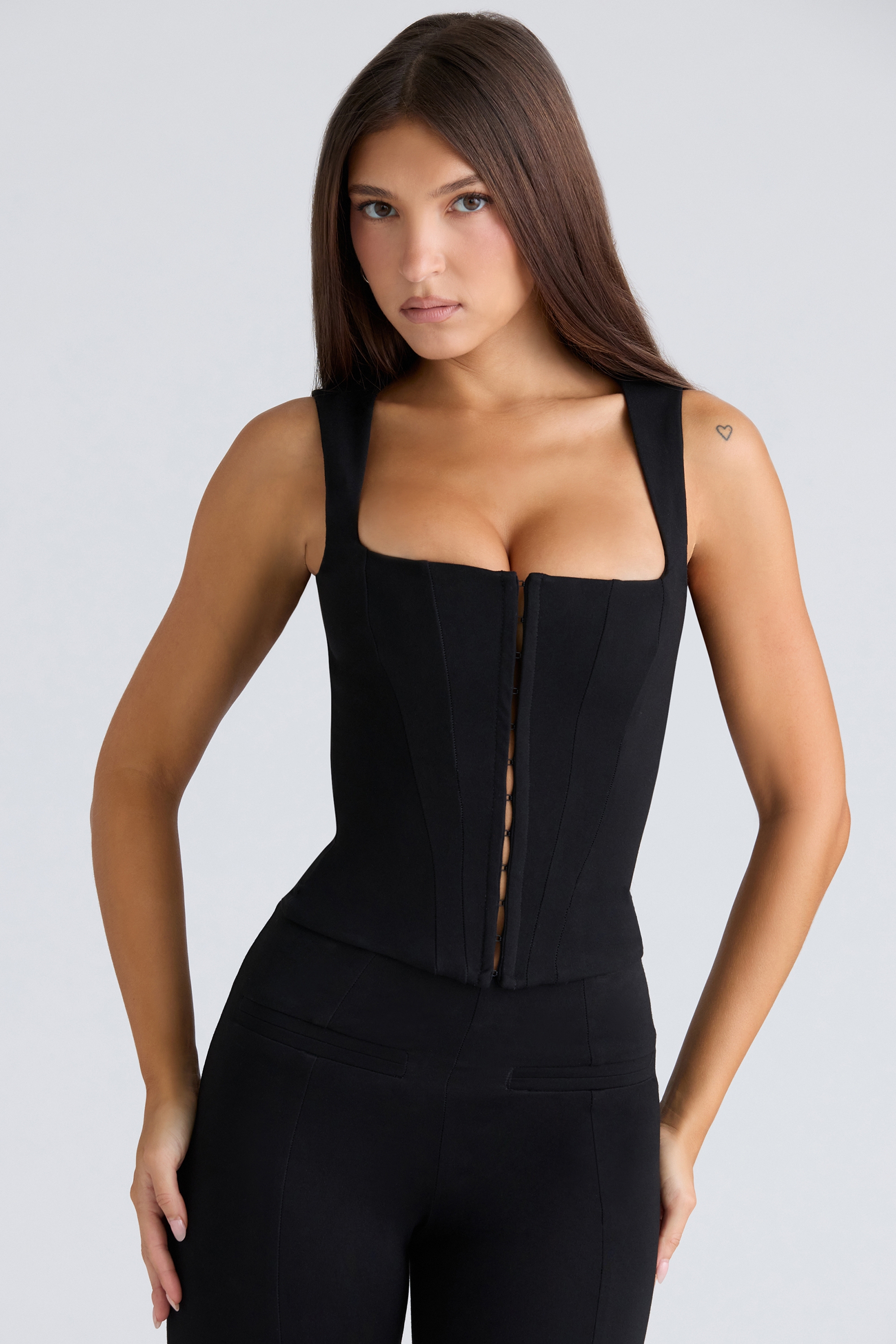 The Balconette-Black Fitted Corset Top