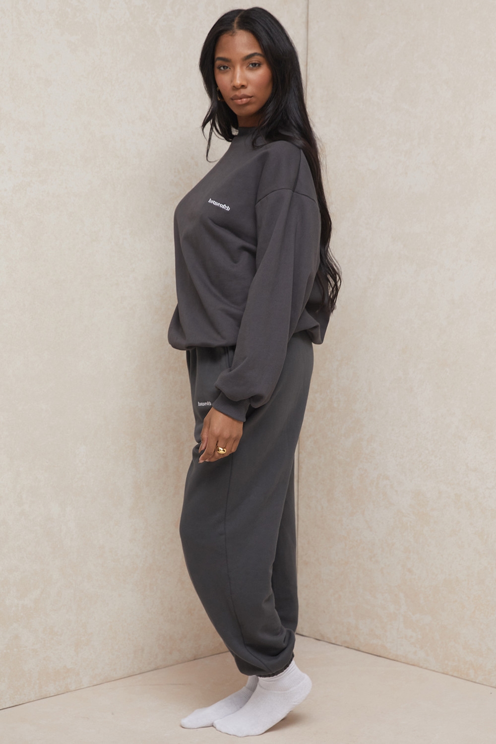 Sky-Charcoal Fleece Back Jogging Trousers