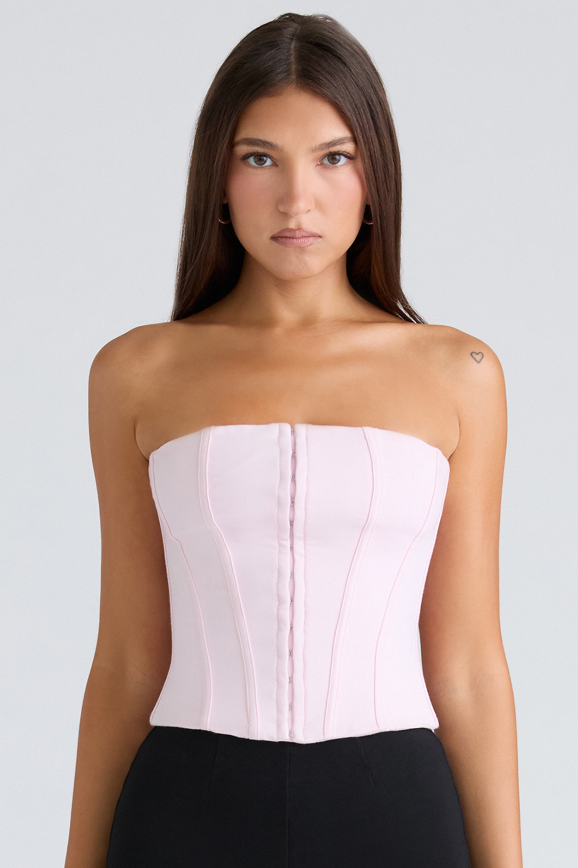 The Strapless-Pink Stretch Corset Top