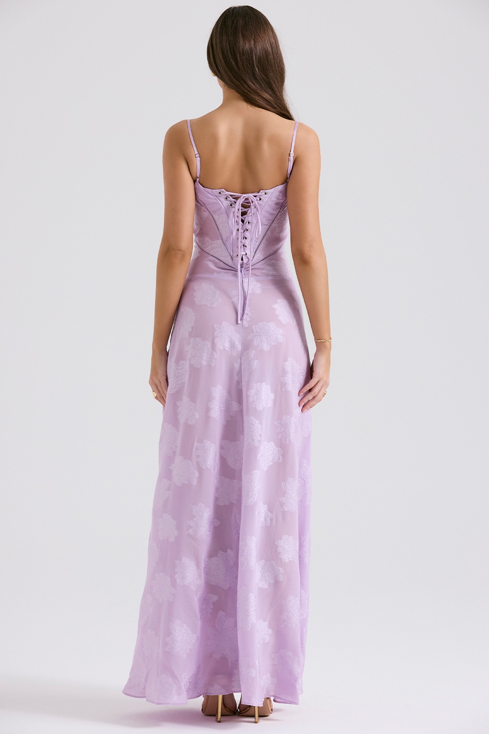 Seren-Orchid Floral Lace Back Maxi Dress