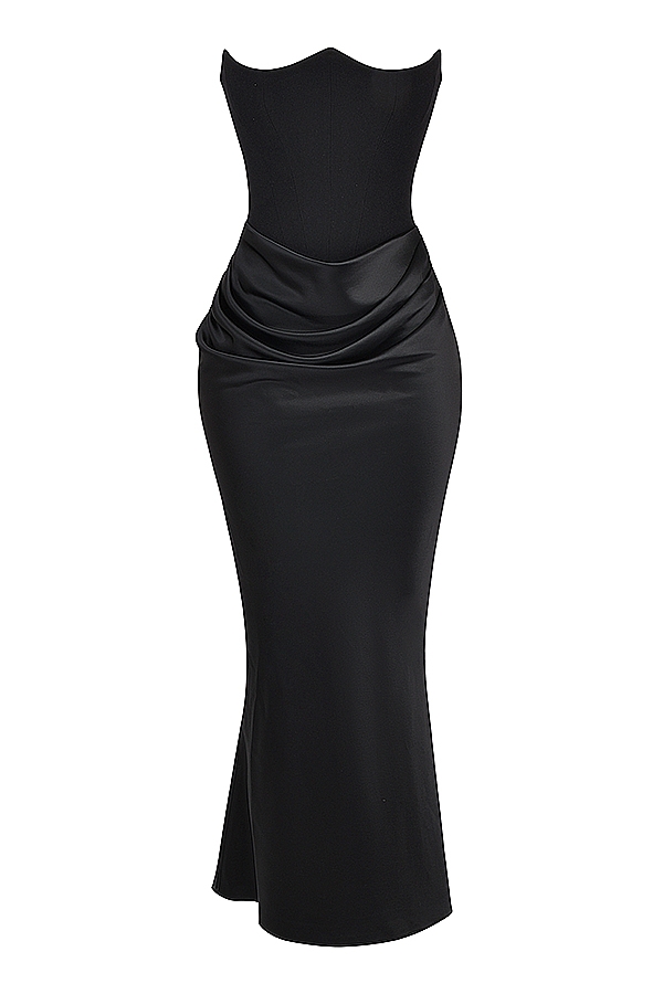 Persephone-Black Strapless Corset Dress